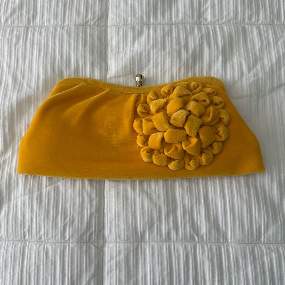 Banana Republic Yellow Clutch with Rosette Detail